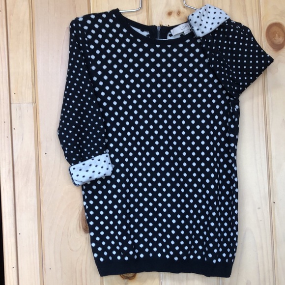 Ann Taylor Zip Back Polka Dot Pullover Sweater EUC - Picture 2 of 6